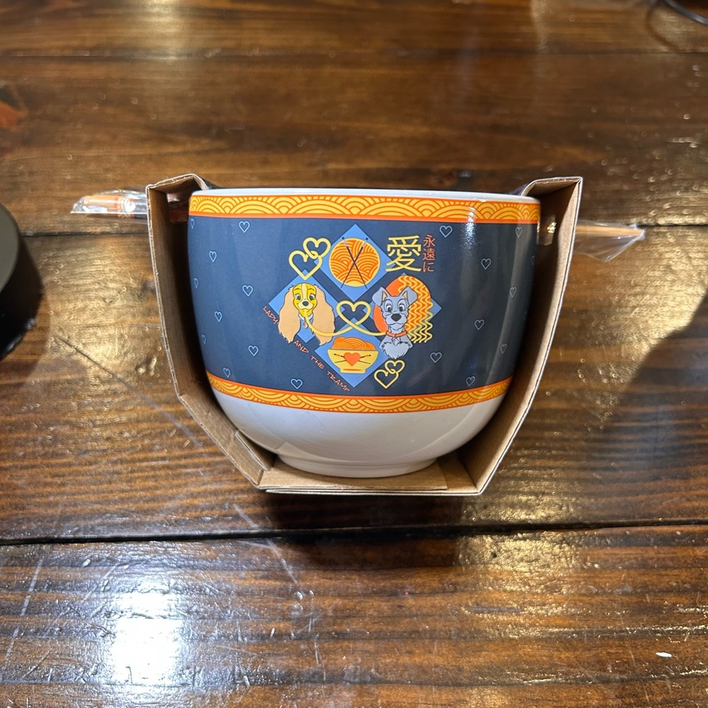 Disney Ceramic Bowl with Chopsticks - Brand new